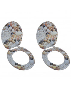 Tavolette WC con Coperchi 2 pz in MDF Design Sassolini