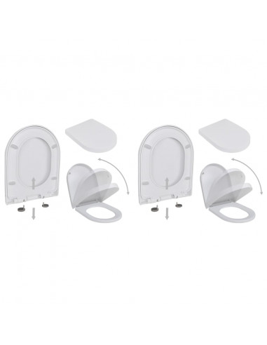 Copriwater a Chiusura Rallentata 2 pz Plastica Bianco