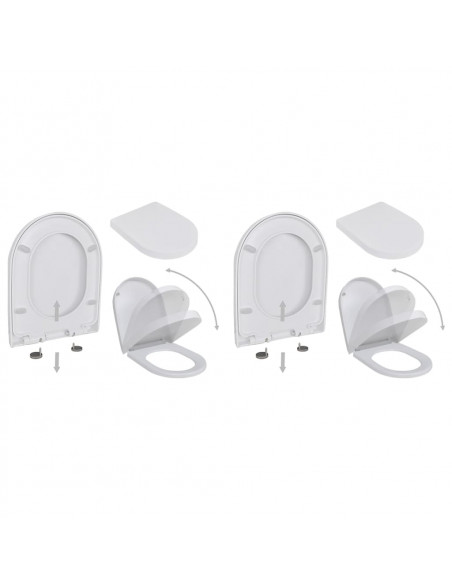 Copriwater a Chiusura Rallentata 2 pz Plastica Bianco