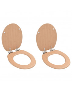 Copriwater 2 pz con Chiusura Ammortizzata in MDF Bamboo 2