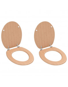 Tavolette WC con Coperchi 2 pz in MDF Design Bambù