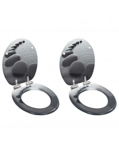 Copriwater 2 pz con Chiusura Ammortizzata in MDF Ciottoli 2