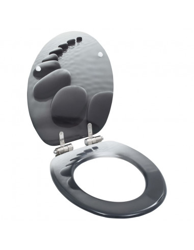 Copriwater 2 pz con Chiusura Ammortizzata in MDF Ciottoli