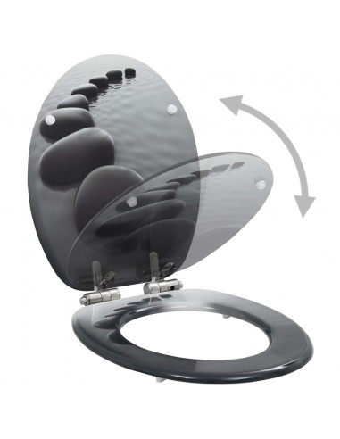 Copriwater 2 pz con Chiusura Ammortizzata in MDF Ciottoli