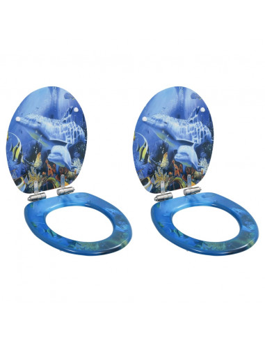 Copriwater 2 pz con Chiusura Ammortizzata in MDF Design Delfini