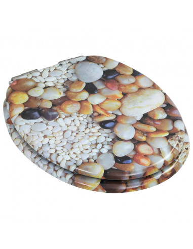 Copriwater 2pz con Chiusura Ammortizzata in MDF Design Ciottoli