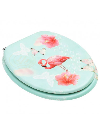 Tavolette WC con Coperchi 2 pz in MDF Design Fenicottero