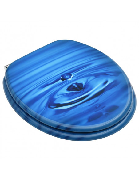 Tavolette WC con Coperchi 2 pz in MDF Blu Design Goccia d'Acqua