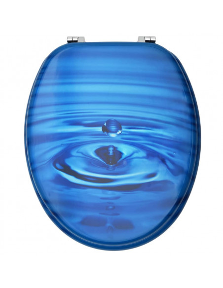 Tavolette WC con Coperchi 2 pz in MDF Blu Design Goccia d'Acqua