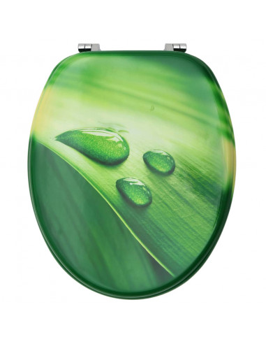 Tavolette WC e Coperchi 2 pz in MDF Verde Design Goccia d'Acqua