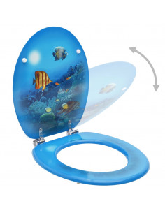 Tavolette WC con Coperchi 2 pz in MDF Design Fondo Mare 2