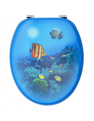 Tavolette WC con Coperchi 2 pz in MDF Design Fondo Mare