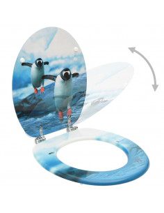 Tavolette WC con Coperchi 2 pz in MDF Design Pinguino 2