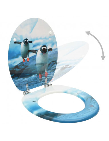 Tavolette WC con Coperchi 2 pz in MDF Design Pinguino