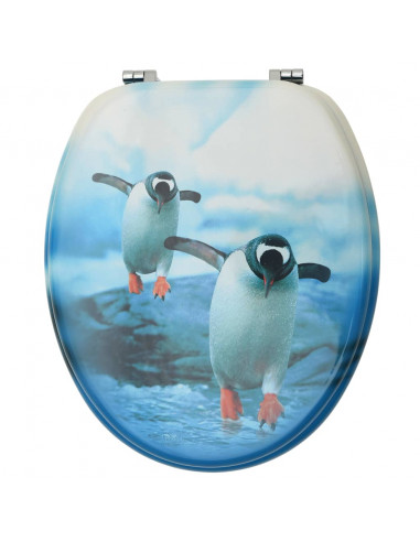 Tavolette WC con Coperchi 2 pz in MDF Design Pinguino