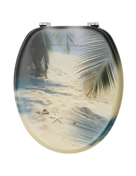 Tavolette WC con Coperchi 2 pz in MDF Design Spiaggia