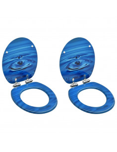 Tavolette WC Chiusura Ammortizzata 2 pz MDF Blu Goccia d'Acqua
