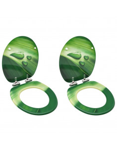 Tavolette WC Chiusura Ammortizzata 2pz MDF Verde Goccia d'Acqua