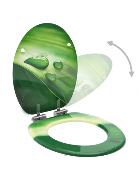 Tavolette WC Chiusura Ammortizzata 2pz MDF Verde Goccia d'Acqua