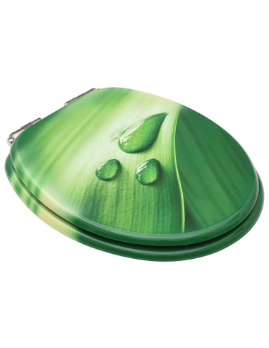 Tavolette WC Chiusura Ammortizzata 2pz MDF Verde Goccia d'Acqua