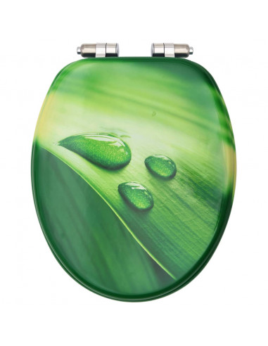 Tavolette WC Chiusura Ammortizzata 2pz MDF Verde Goccia d'Acqua