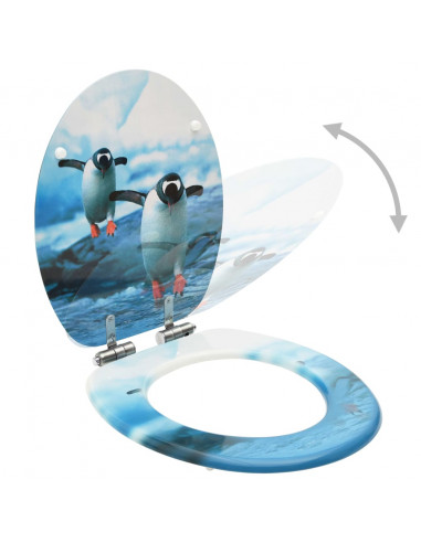 Copriwater 2 pz con Chiusura Ammortizzata in MDF Pinguino