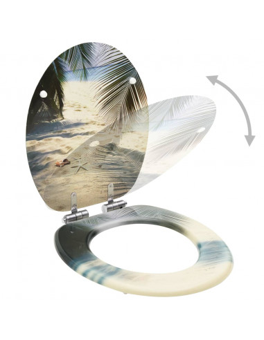 Copriwater 2 pz Chiusura Ammortizzata in MDF Design Spiaggia