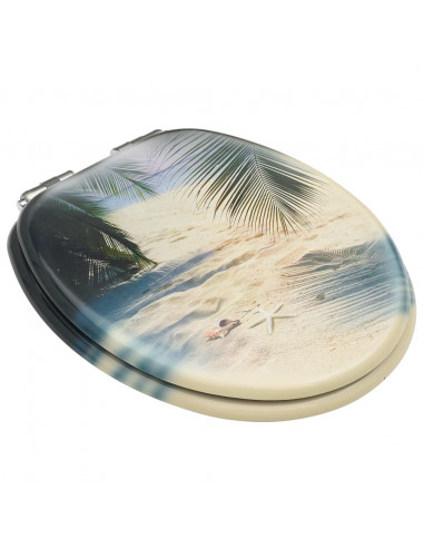 Copriwater 2 pz Chiusura Ammortizzata in MDF Design Spiaggia