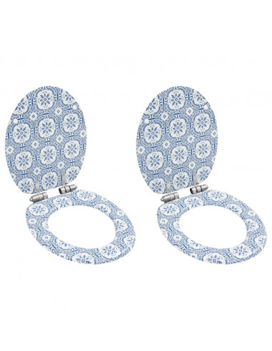 Copriwater 2 pz con Chiusura Ammortizzata MDF Design Porcellana