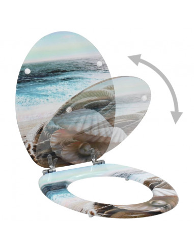 Tavoletta WC con Coperchio MDF Design a Conchiglie