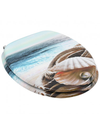 Tavoletta WC con Coperchio MDF Design a Conchiglie