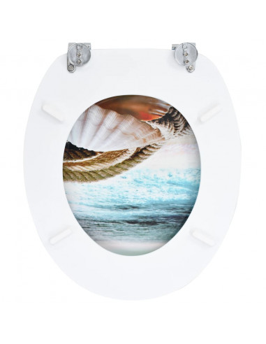Tavoletta WC con Coperchio MDF Design a Conchiglie