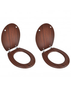 Tavolette WC con Coperchi 2 pz in MDF Marroni