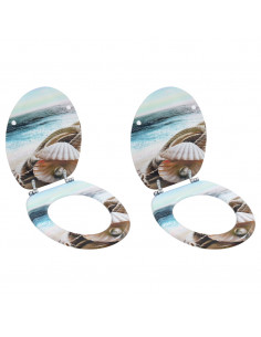 Tavolette WC con Coperchi 2 pz in MDF Design Conchiglie