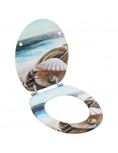 Tavolette WC con Coperchi 2 pz in MDF Design Conchiglie 2