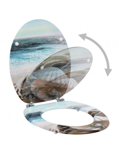 Tavolette WC con Coperchi 2 pz in MDF Design Conchiglie