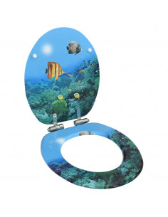 Tavoletta WC Coperchio Chiusura Morbida MDF Design Fondo Mare