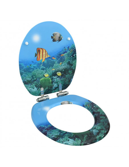Tavoletta WC Coperchio Chiusura Morbida MDF Design Fondo Mare