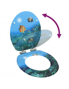 Tavoletta WC Coperchio Chiusura Morbida MDF Design Fondo Mare 2