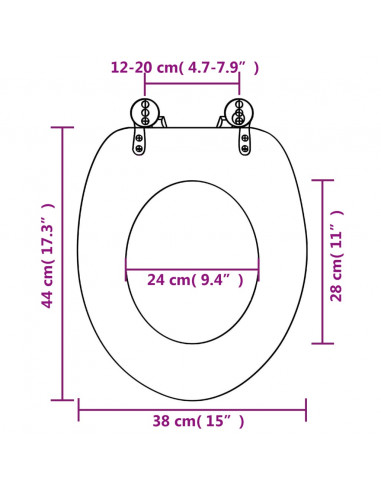 Tavoletta WC Coperchio Chiusura Morbida MDF Design Fondo Mare