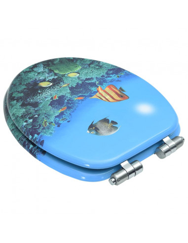 Tavoletta WC Coperchio Chiusura Morbida MDF Design Fondo Mare