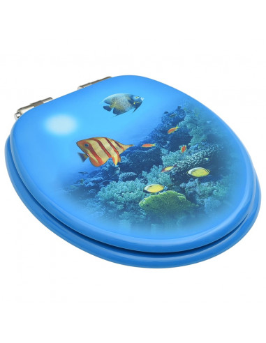 Copriwater 2 pz con Chiusura Ammortizzata in MDF Fondo Mare