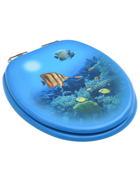 Copriwater 2 pz con Chiusura Ammortizzata in MDF Fondo Mare