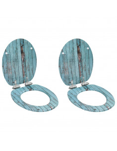 Copriwater 2 pz con Chiusura Ammortizzata in MDF Legno Anticato 2