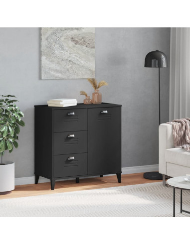 Credenza VIKEN Nera 80x40x80 cm in Legno Massello di Pino