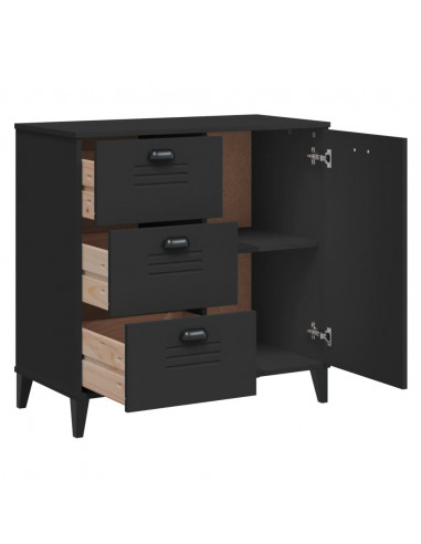 Credenza VIKEN Nera 80x40x80 cm in Legno Massello di Pino