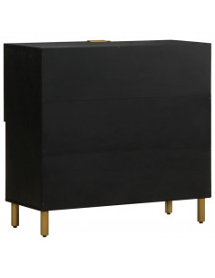 Credenza Nera 80x33x75 cm in Legno Multistrato 2