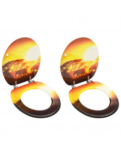 Tavolette WC con Coperchi 2 pz in MDF Design Savana