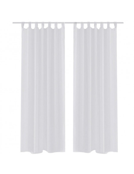 Tende Trasparenti di Voile Bianco 140 x 245 cm 2 pz