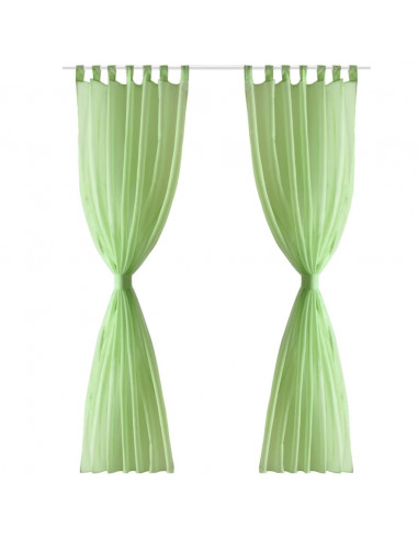 Tende Trasparenti 2 pz Verde Mela 140 x 175 cm